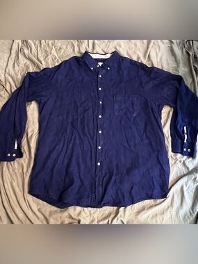 BRAX Feel Good Airwashed Linen Shirt Men’s XXL 45/46 Blue Button Down Comfort